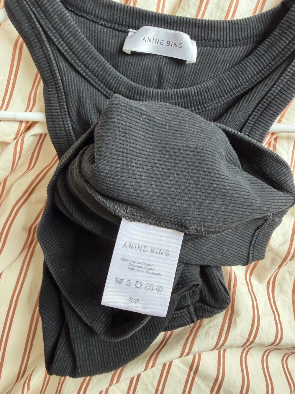 Anine Bing Black Ribbed Eva Tank Size S - Picture 6 of 6